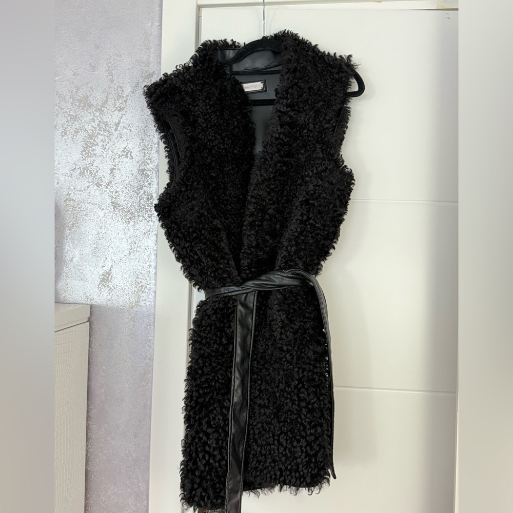 Calvin Klein Black Leather Sleeveless Vest